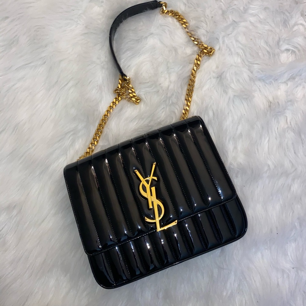 Saint Laurent large matelasse patent leather bag
